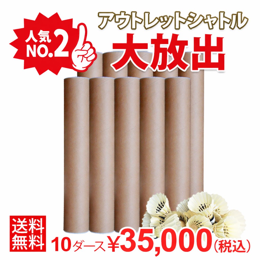 着後レビューでプレゼント！ 【送料無料】【頑張らないバドミントン研究会オリジナル】バドミントン　アウトレットシャトル 10ダースセット
