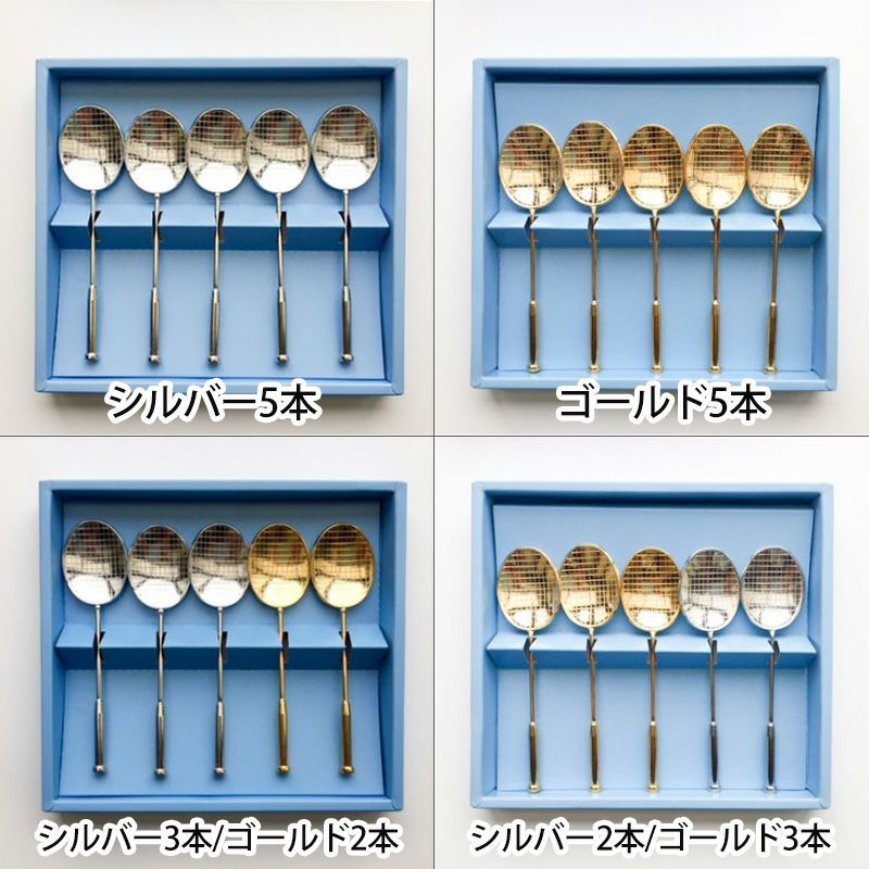 バドミントン ラケット形スプーン 5本セット 箱入り 新潟燕BRS-5-箱入り